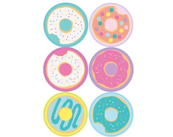 Donut Party Stickers - Donut Birthday Decorations, Two Sweet Party, Donut Party Stickers, Donut Birthday Favors, Party Invitation Seals