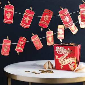 Chinese Firecracker Banner - Chinese New Year Decorations, Lunar New Year Decorations, Chinese New Year Banner, Asian Party Decor