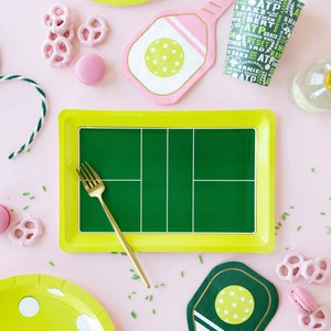 Pickleball Court Plates 8ct - Pickleball Bachelorette, Pickleball Birthday, Pickleball Party Decorations, Appetizer Trays Large Paper Plates