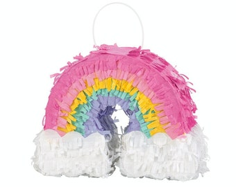Pastel Mini Rainbow Piñata - Rainbow Birthday Supplies, Pastel Rainbow Party, Rainbow Birthday Decorations, Pastel Rainbow Party Decorations