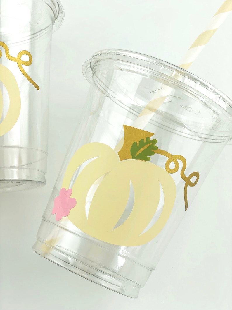 Ivory Gold Pink Pumpkin Cups Fall Party Cups Party Supplies Little Pumpkin Baby Shower Pumpkin Party Fall Baby Shower Pumpkin Patch