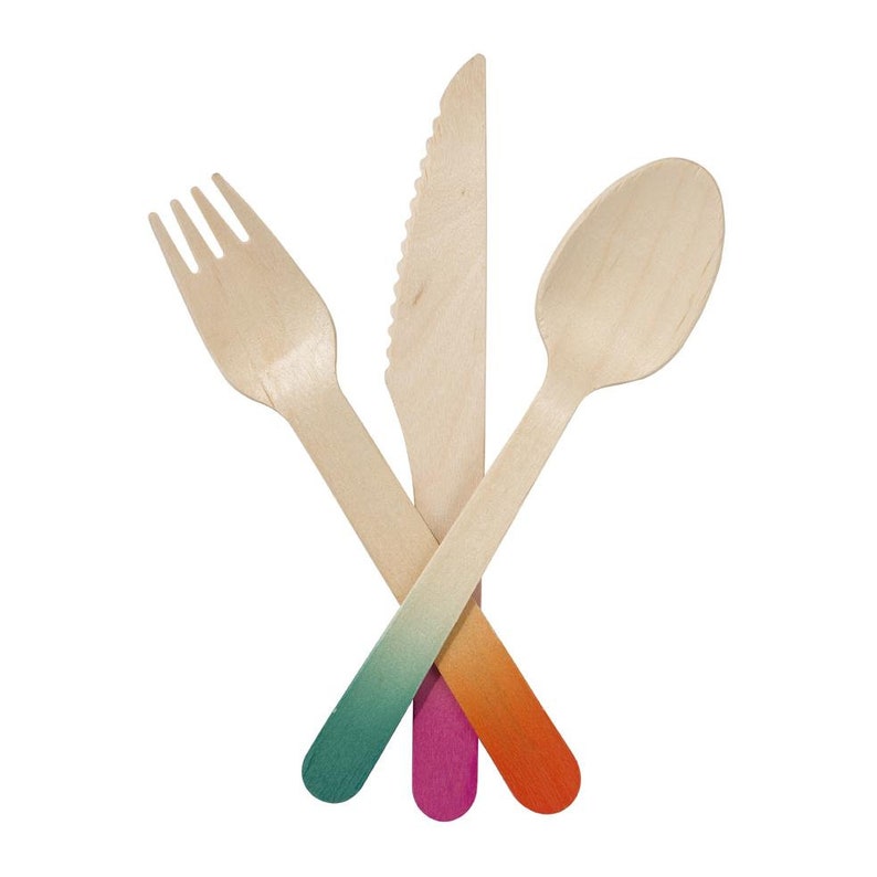 Tropical Fiesta Tropical Bachelorette Wooden Cutlery Fiesta Cutlery Tropical Birthday Cinco de Mayo Luau Party Fiesta Party Supplies
