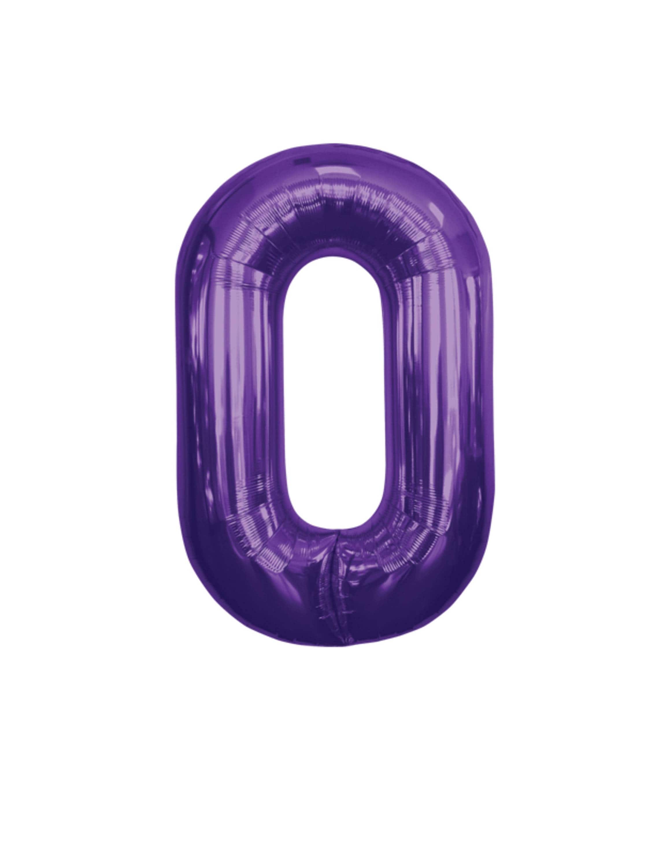34" - Ballon chiffre 0, ballon zéro, ballon chiffre violet, ballons d'anniversaire, ballon jumbo, 10 ballons, 20 ballons, 30 ballons