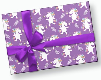 Unicorn Wrapping Paper - Unicorn Birthday Gift Wrap, Unicorn Present Wrap, Unicorn Party Supplies, Pastel Rainbow Party, Wrapping Paper Girl