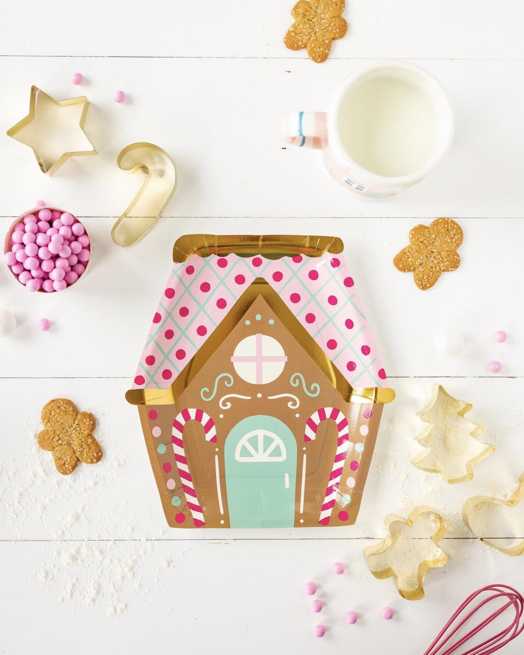 Gingerbread Candy House Plates - Pink Christmas Plates, Girl ...
