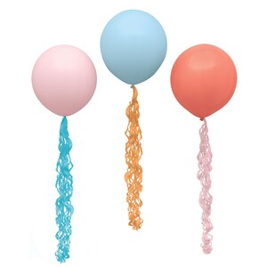 Pastel Balloons with Streamers – 17&quot; Layered Helium Balloons, Set of 3 – Birthday Party Decorations
