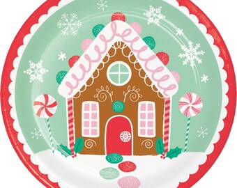 10枚のマルチカラークリスマスジンジャーブレッドプレート、お祝いの