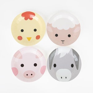 Farm Animal Party Plates, Barnyard Birthday Plates, Farm Party Supplies, Farm Baby Shower, Farm First Birthday Decoration, Paper Cake Plates