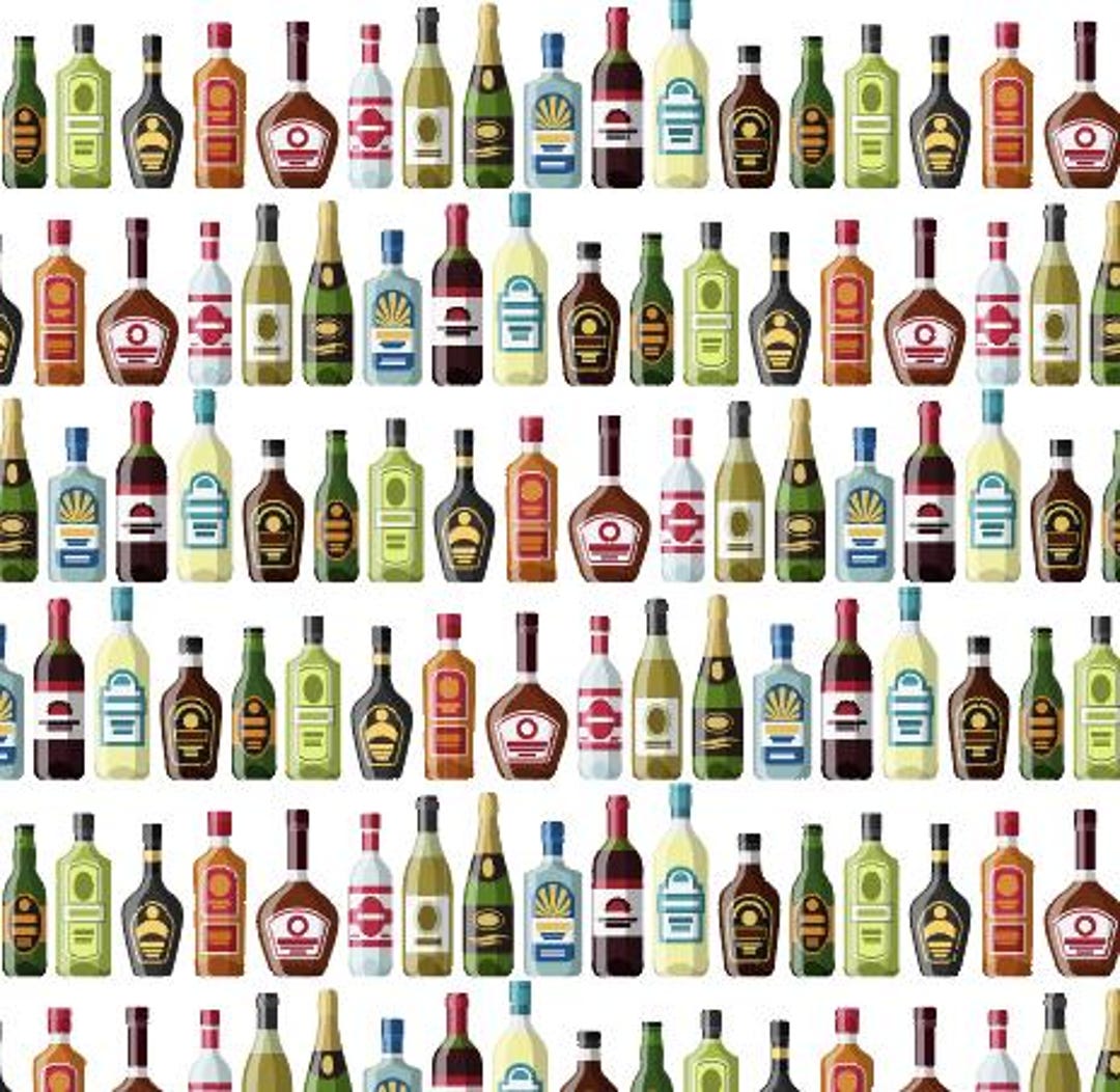 Alcohol Bottle Pattern Vinyl – 12x12 Adhesive or HTV Sheet for Bar ...