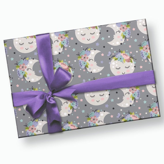 Moon Gift Wrap - Gift Wrap for Baby, Twinkle Little Star Gift, Stars and Moons Baby Shower, Baby Shower Wrap, Children's Gift Wrap