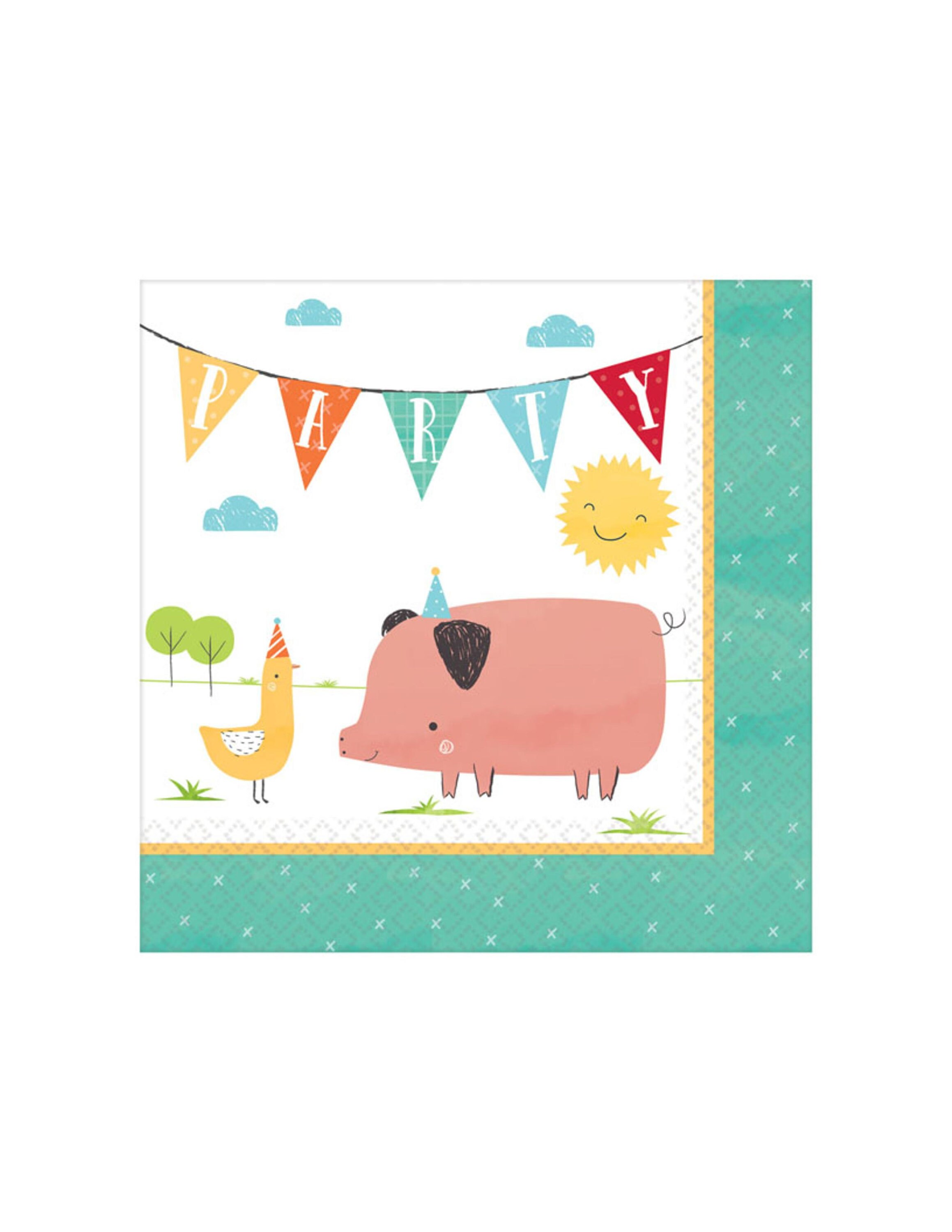 Farm Napkins Pig Napkins Farm Birthday Farm Animal Party Etsy