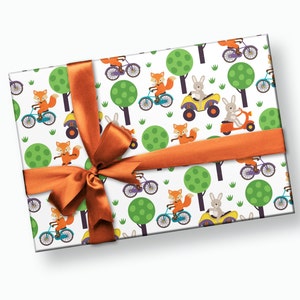 Papier cadeau forêt - renard, papier cadeau anniversaire, emballage cadeau forêt, papier cadeau bébé, emballage cadeau animaux de la forêt