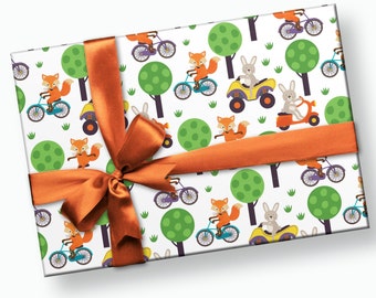 Woodland Wrapping Paper - Fox Wrapping Paper, Birthday Wrapping Paper, Woodland Gift Wrap, Baby Wrapping Paper, Woodland Animal Gift Wrap