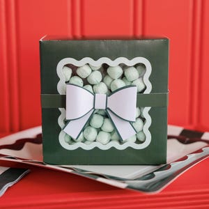 Green Bow Cookie Boxes 6ct - Coquette Christmas, Bow Bridal Shower, Treat Boxes, Christmas Gift Box, Holiday Baking, Christmas Cookie Box