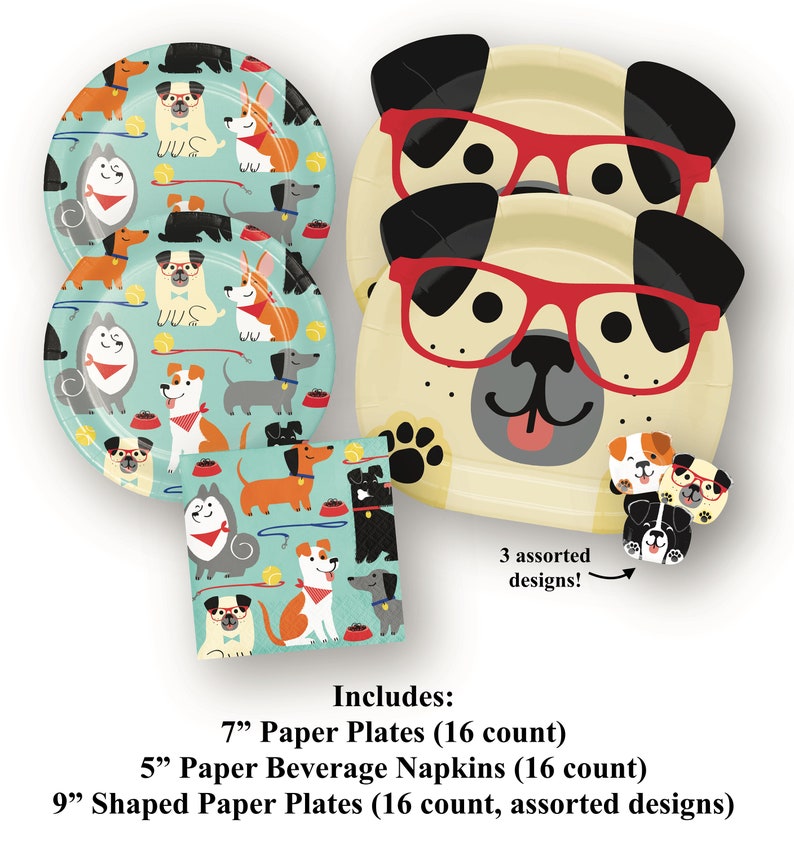 Dog Party Pack Dog Birthday Puppy Party Dog Party Supplies Dog Party Plates Dog Party Napkins Paw Party Birthday Plates Party
