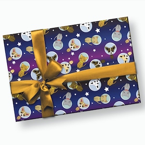 Space Animals Gift Wrap - Birthday Present, Space Dog, Space Cat, Space Wrapping Paper, Childrens Gift Wrap, Kids Wrap, Gift Wrapping Paper