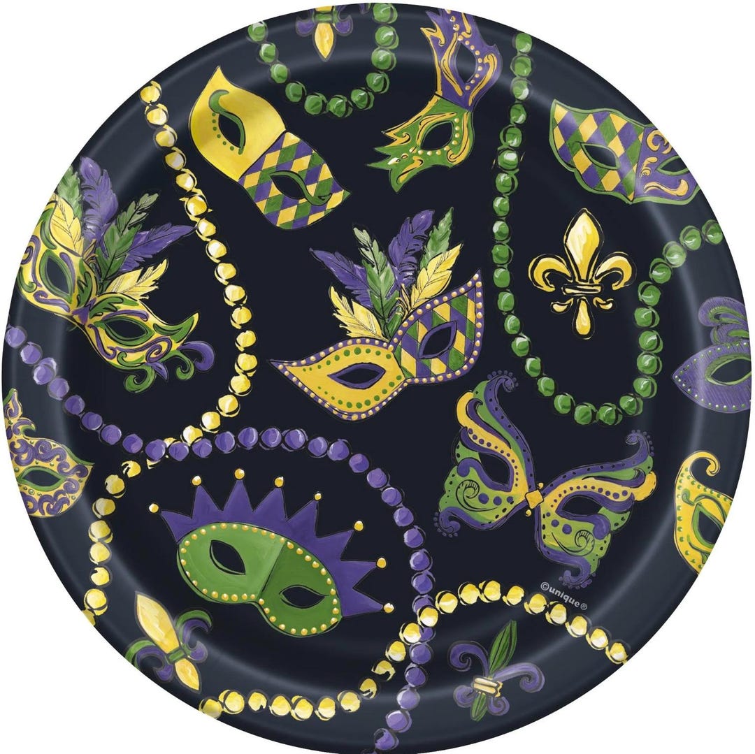 Mardi Gras Party Plates - New Orleans Party Supplies, Mardi Gras ...