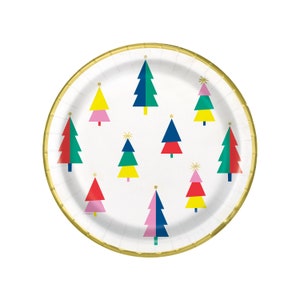 Christmas Tree Plates - Holiday Party Decorations, Christmas Dinner Party Plates, Office Holiday Party Supplies, Bright Christmas Party