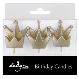 Gold Crown Candles Birthday Party Candles, Gold Party Supplies, Wild One Party, Princess Party, Royal Birthday, Woodland Animal Party image 1