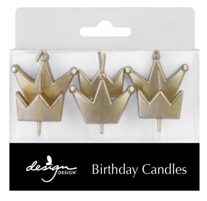 Gold Crown Candles Birthday Party Candles, Gold Party Supplies, Wild One Party, Princess Party, Royal Birthday, Woodland Animal Party image 1