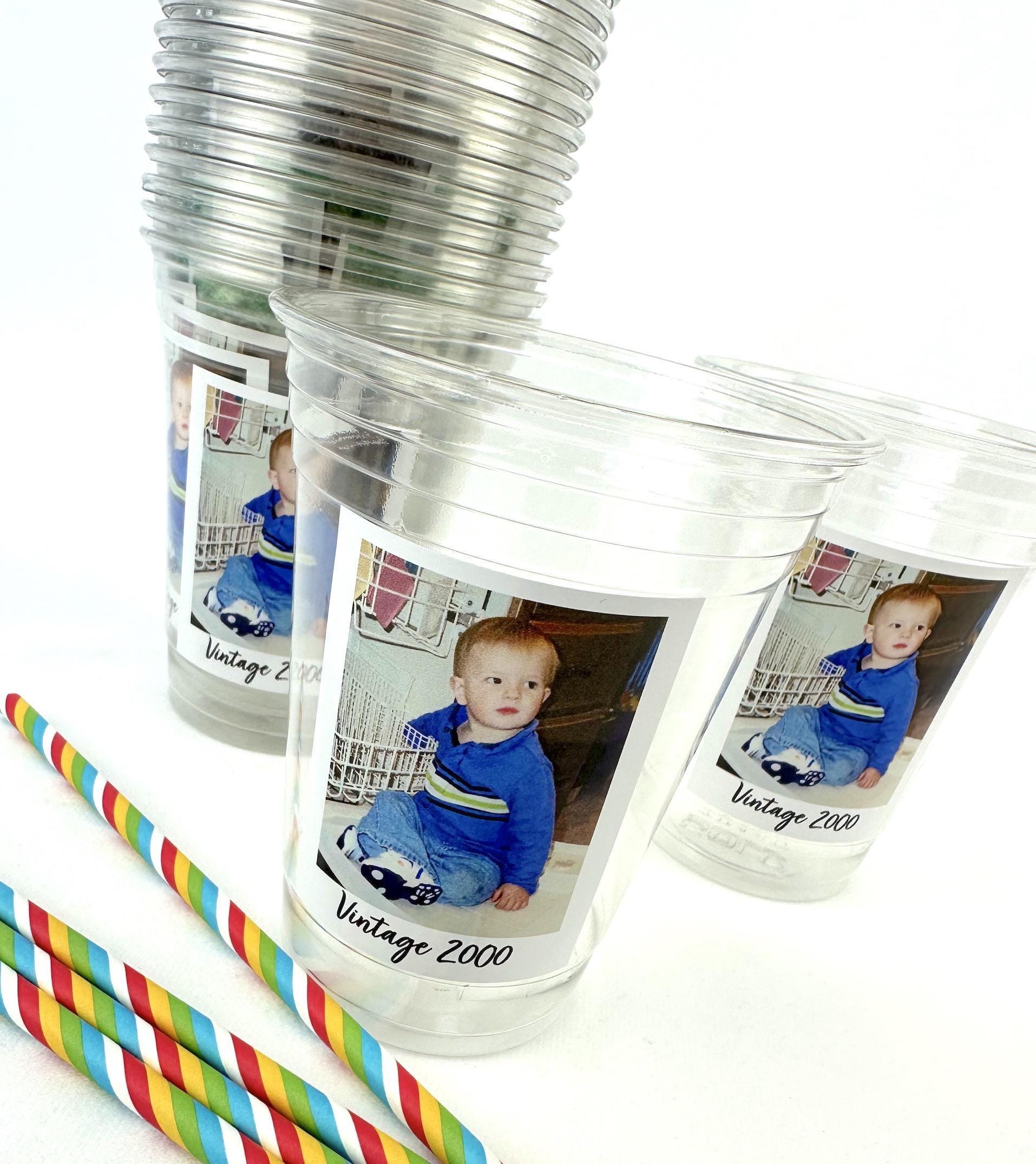Personalized 16oz Custom Photo Cups – Plastic Cups with Text for Parties, Events, Birthdays & Decorations
