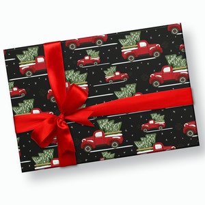 Papel de regalo navideño - Camión rojo navideño, paz, amor y alegría, camión rojo festivo, papel de regalo navideño, camión navideño, papel de regalo navideño