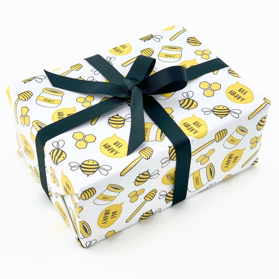 Bee Gift Wrap Wrapping Paper What Will It Bee Gender Reveal Bee