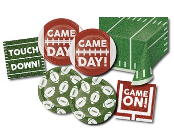 Football Party Supplies - Paper Cake Plates, Party Napkins, Plastic Table Cover, Sports Birthday Decorations, Sports Party Decorations