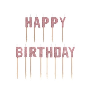 Pink Glitter Happy Birthday Candles, Birthday Cake Candles, Cake Decorations, Cake Topper, Birthday Supplies, Cupcake Decor, Pink Candles