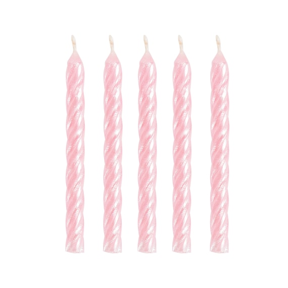 24 Pink Iridescent Party Candles Birthday Candles Cake Etsy