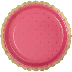 Piatti per feste a forma di cuore rosa e oro - Articoli per feste di San Valentino, compleanno di bacche, festa di Galentine, piatti per compleanno XOXO, festa degli innamorati