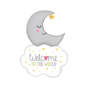 Moon and Stars Balloon - Twinkle Twinkle Little Star Shower Decorations, Baby Shower Balloons, To The Moon & Back, Baby Shower Supplies