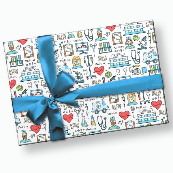 Wrapping Paper - Gift for Nurse, Gift for Doctor, Get Well Gift, Doctor Graduation Gift, Dr Gift, Doctor Gift, Nurse Gift, Medical Gift