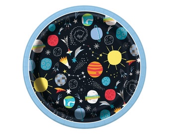 Pratos para bolo de festa espacial 8 unidades - Aniversário no espaço sideral, Aniversário no espaço, Aniversário de astronauta, Pratos para festa de foguete, Festa na galáxia, Chá de bebê espacial