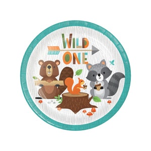 Wild One Plates - Woodland First Birthday, Woodland Birthday, Woodland Party, Wild One Birthday, Woodland Animals, Birthday Plates