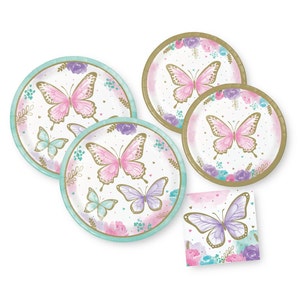 Butterfly Party Supplies - Butterfly Birthday Plates, Butterfly Party Decorations, Butterfly Birthday Supplies, Butterfly Baby Shower Decor