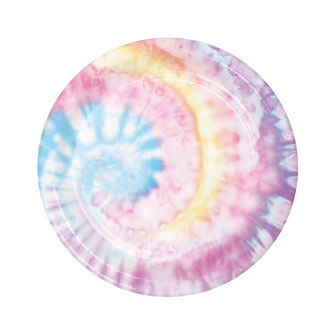 9 Pastel Tie Dye Plates Tie Dye Birthday Party Tie Etsy