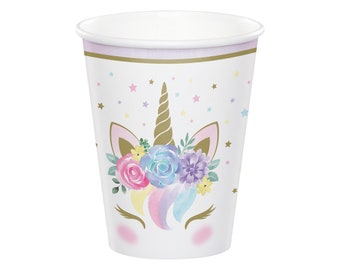 Unicorn Cups - Unicorn Party Cups, Unicorn Birthday, Unicorn Baby Shower, Favor Cups, Unicorn Favors, Beverage Cups, Unicorn Party Supplies