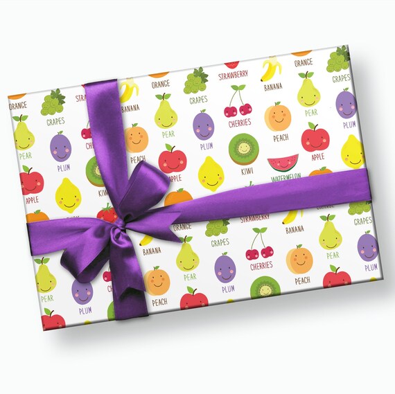 Fruit Gift Wrap Fruit Wrapping Paper Fruit Birthday Fruit Etsy