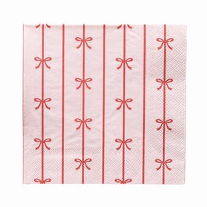 Pink & Red Bow Party Napkins 20ct Bow Bachelorette Party, Pink Bridal Shower, Valentines Day Party, Coquette Birthday Decor, Galentine&#39;s Day