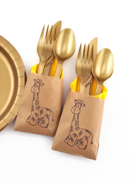 Personalized Spoon and Fork Set, Sweet Baby Giraffe