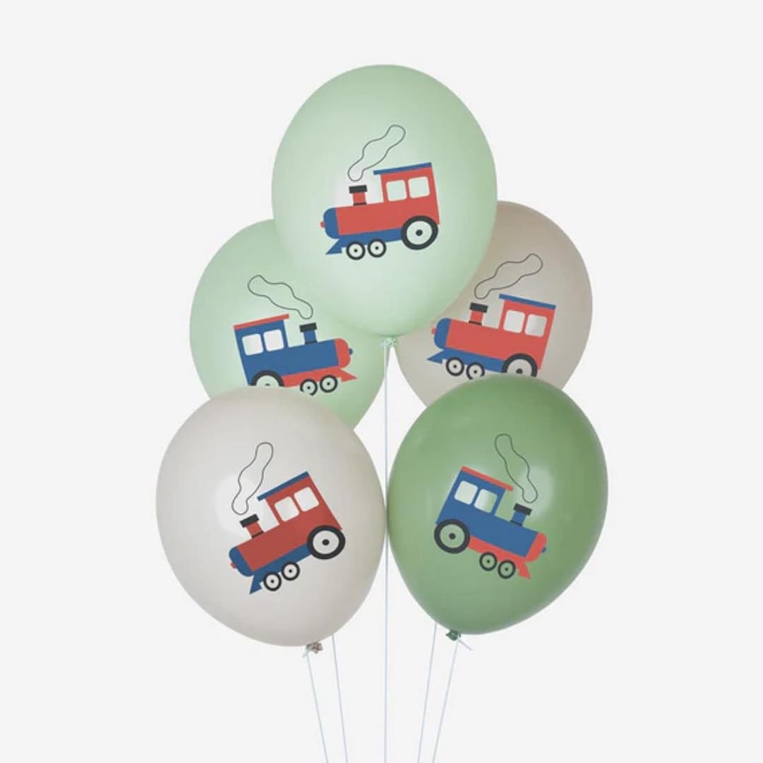 Train Balloon Stack Train Party Balloons 5ct - Locomotive Birthday Balloons Train Party ...