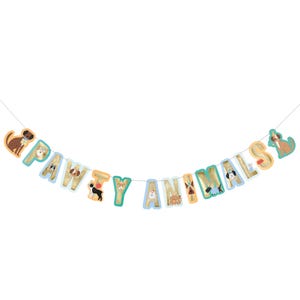 Dog Birthday Banner – 9 Ft “Pawty Animals” Party Garland for Puppy or Pet Party Decorations