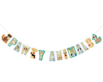 Verjaardagsbanner hond – 9 ft "Pawty Animals"-feestslinger voor feestversieringen voor puppy's of huisdieren