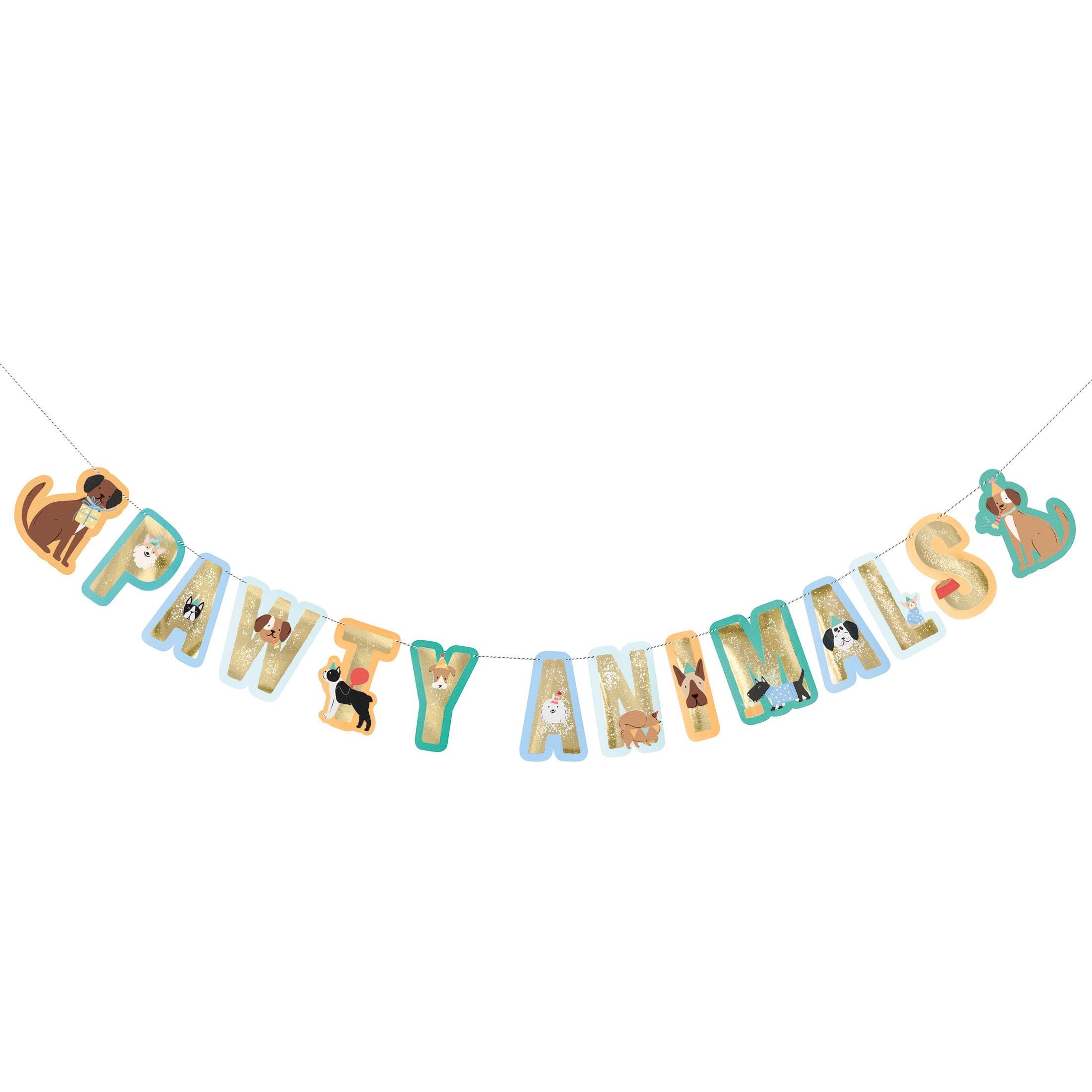 Striscione per compleanno di cani - Ghirlanda per feste Pawty Animals da 9 piedi per decorazioni per feste di cuccioli o animali domestici - Italia