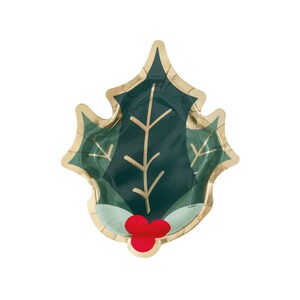 Holly Shaped Plates - Christmas Party Plates, Holiday Party Supplies, Christmas Tableware, Holiday Party Decorations, Holiday Plates