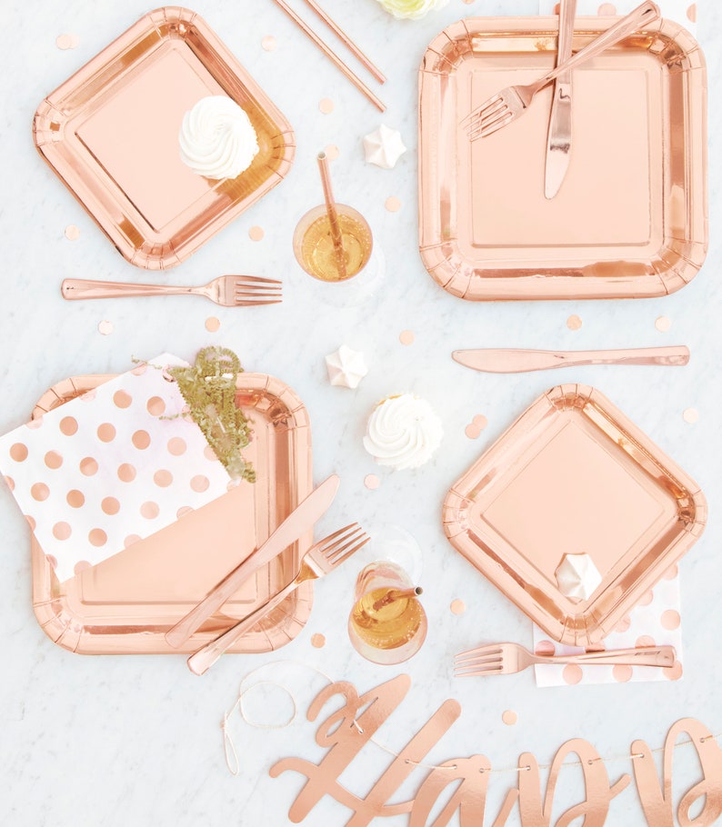 9 Rose Gold Plates Rose Gold Bachelorette Bridal Etsy