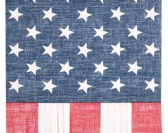 Patriottische servetten franje, Americana lunchservetten, servetten verjaardagsfeestje superheld, rood wit blauw feestdecor, 16kt papieren servetten