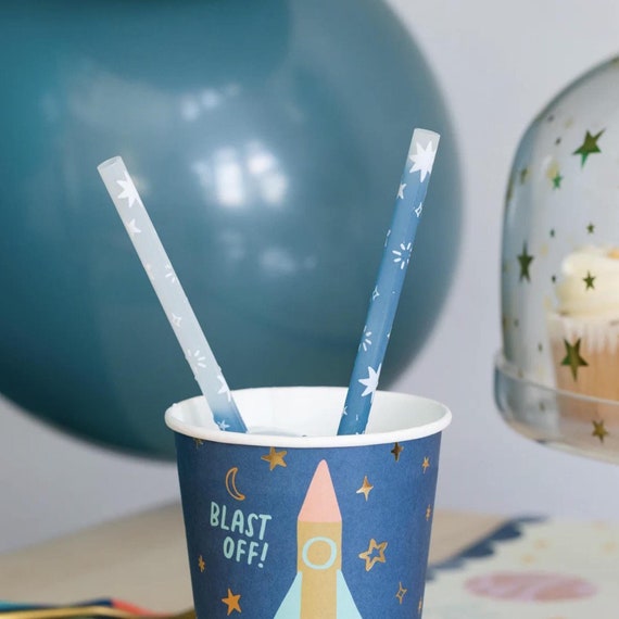 Spazio esterno cannucce riutilizzabili bere spazio tema bambini festa di compleanno pianeti razzo astronave astronauta pianeta satellare  15