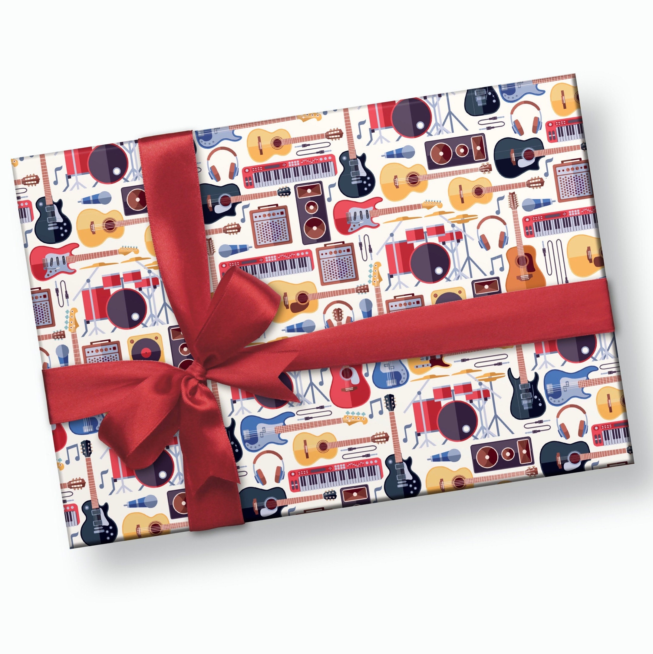  Rock n Roll Santa Luxury Thick Wrapping Paper,Xmas